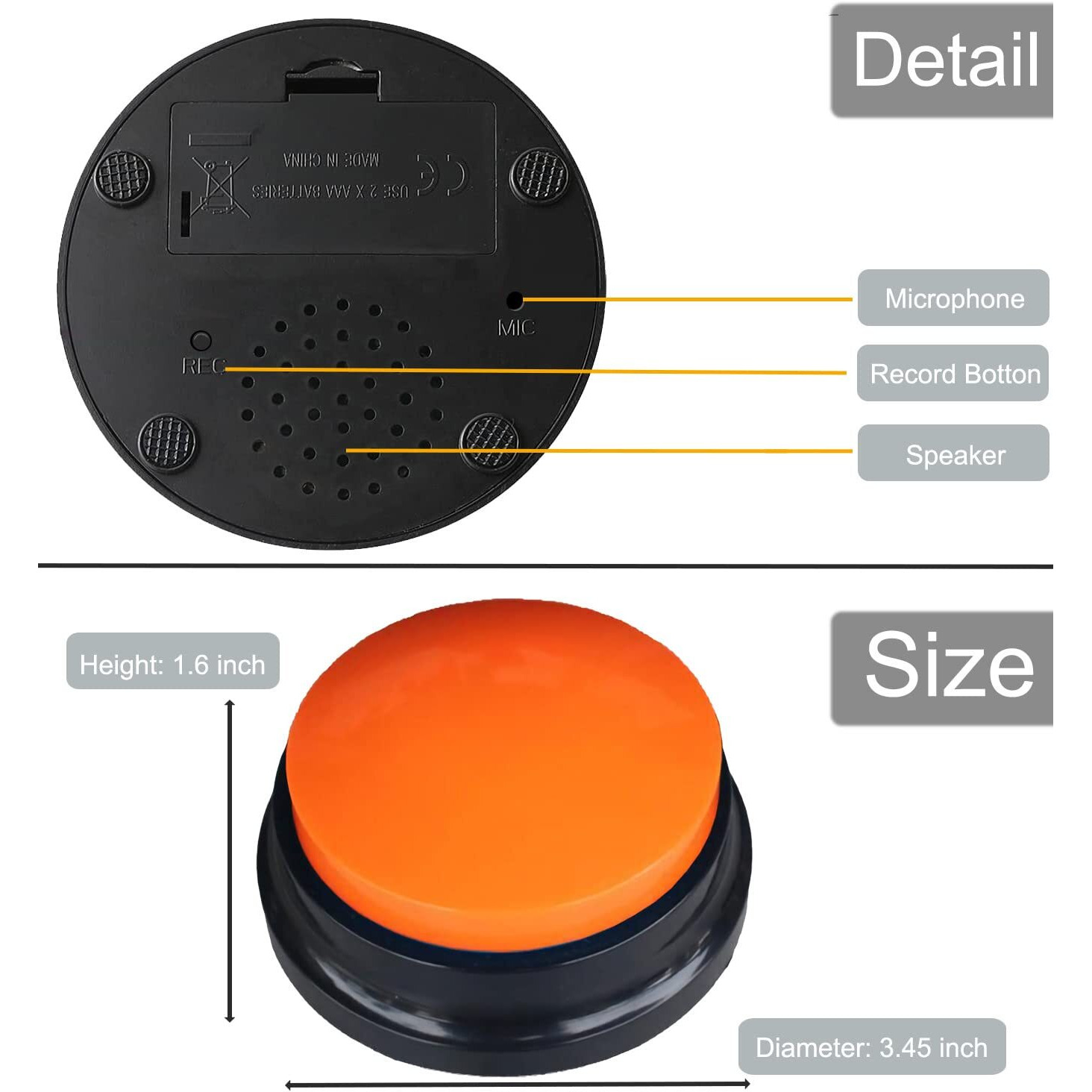 Frqntkpa 12 Color Voice Recording Button, Dog Buttons For Communication Pet Training Buzzer, 30 Second Record & Playback, Funny Gift For Study Office Home Wtih Whire And Coffee