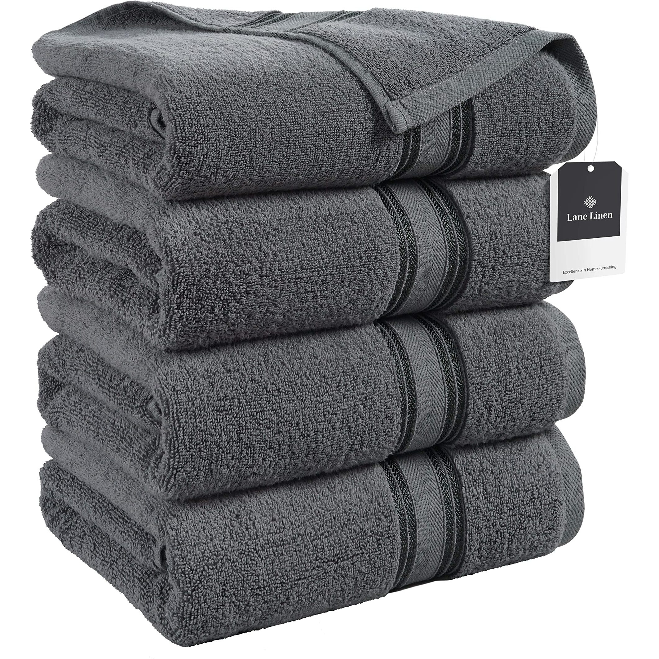 Lane Linen Bath Sheets Towels For Adults- 100% Cotton Extra Large Bath Towels, 4 Piece Bath Sheet Set, Quick Dry, Absorbent Bath Towels For Bathroom Set, Hotel Spa Quality, 35 X 66 Inch - Space Grey