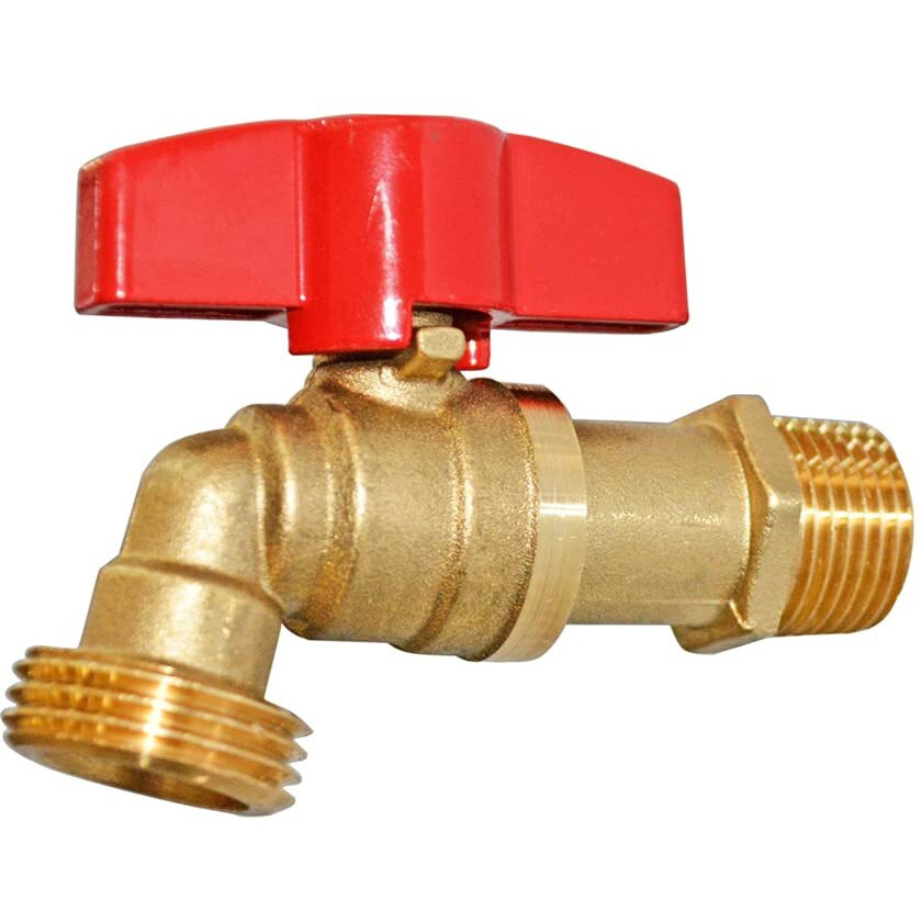 Hqmpc Outdoor Spigot Hose Ball Valve Hose Bibb Garden Hose Connect Bibb Shut Off Valve No Lead Brass Stop Valve 1/2"" Mnpt Connect 3/4"" Ght Outlet 1 Pcs