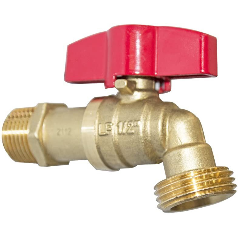 Hqmpc Outdoor Spigot Hose Ball Valve Hose Bibb Garden Hose Connect Bibb Shut Off Valve No Lead Brass Stop Valve 1/2"" Mnpt Connect 3/4"" Ght Outlet 1 Pcs