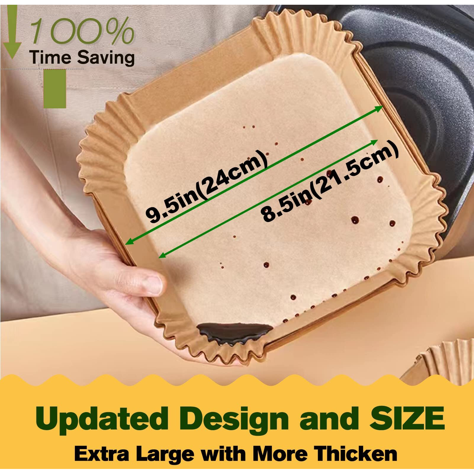 Liners For Air Fryer Basket, Xl Disposable Air Fryer Paper Liners For Power Xl, Chefman, Instant Pot Air Fryer Basket, Air Fryer Parchment Paper Liners 9.5 Inch Square, 125Pcs Air Fryer Oven Liners