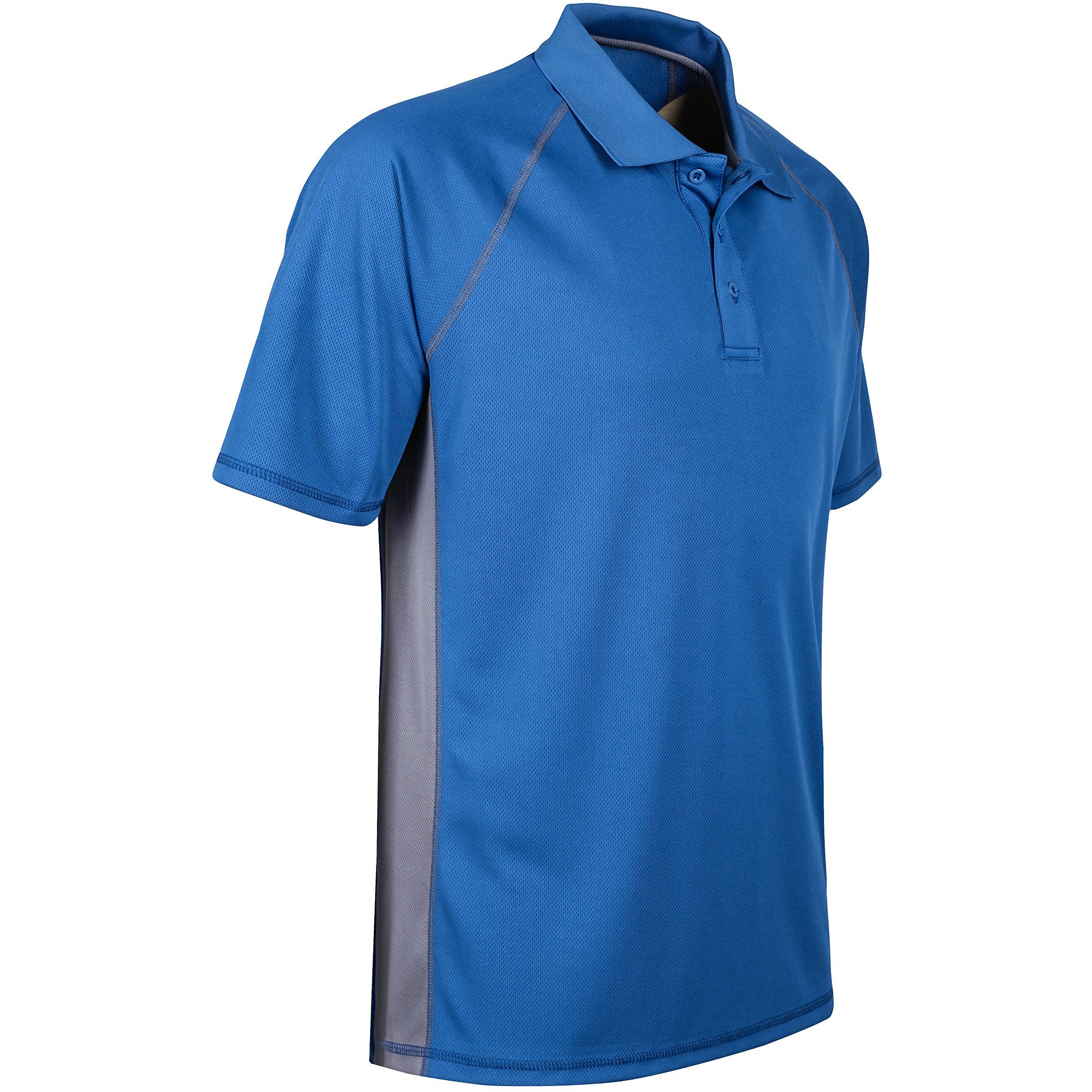 Moheen Men's Short Sleeve Moisture Wicking Performance Golf Polo Shirt, Side Blocked (5Xl, Blue)