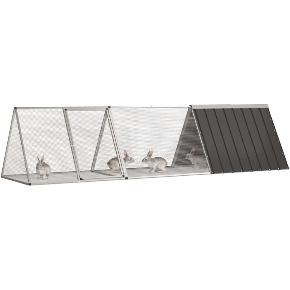 Vidaxl Rabbit Cage Anthracite 119.1"&quotX31.7"&quotX28"" Galvanized Steel