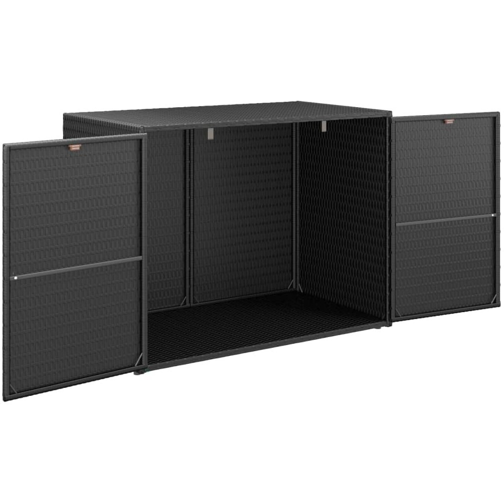 Garden Storage Cabinet Black 39.4"&quotX21.9"&quotX31.5"" Poly Rattan