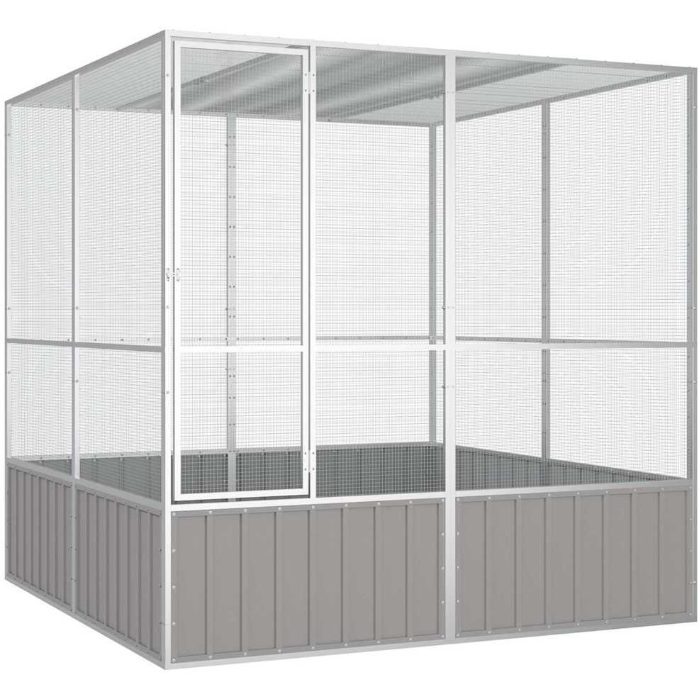 Vidaxl Bird Cage Gray 84.1"&quotX85.6"&quotX83.3"" Galvanized Steel