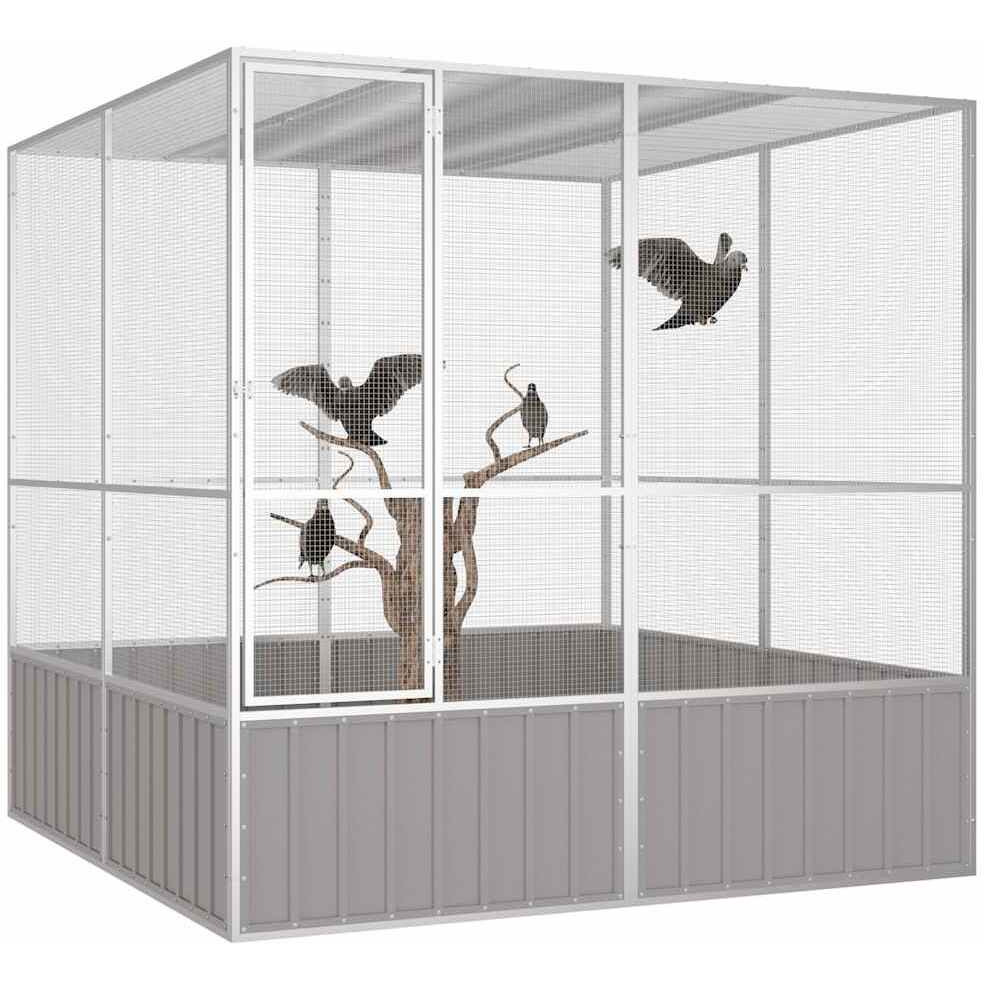 Vidaxl Bird Cage Gray 84.1"&quotX85.6"&quotX83.3"" Galvanized Steel