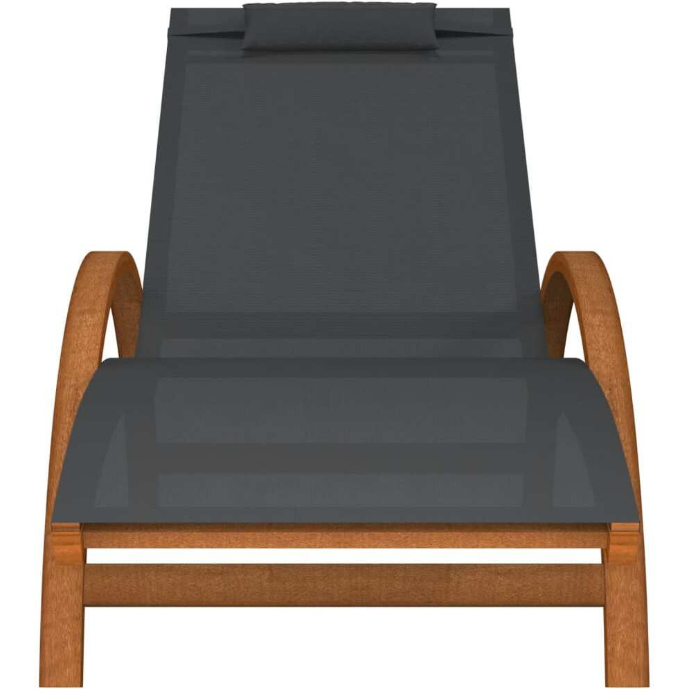 Vidaxl Sun Lounger With Pillow Gray Textilene And Solid Wood Poplar