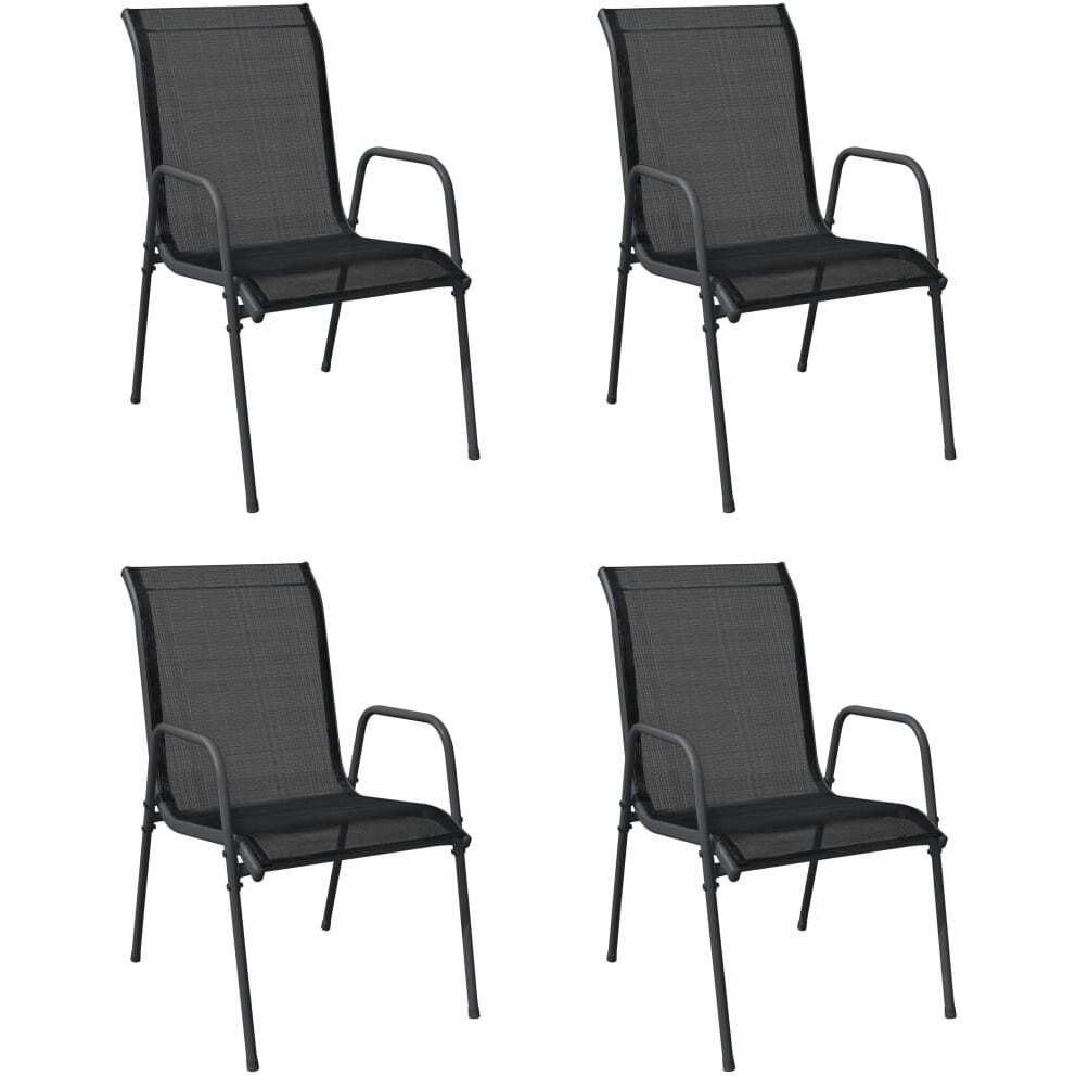 Vidaxl Patio Chairs 4 Pcs Steel And Textilene Black