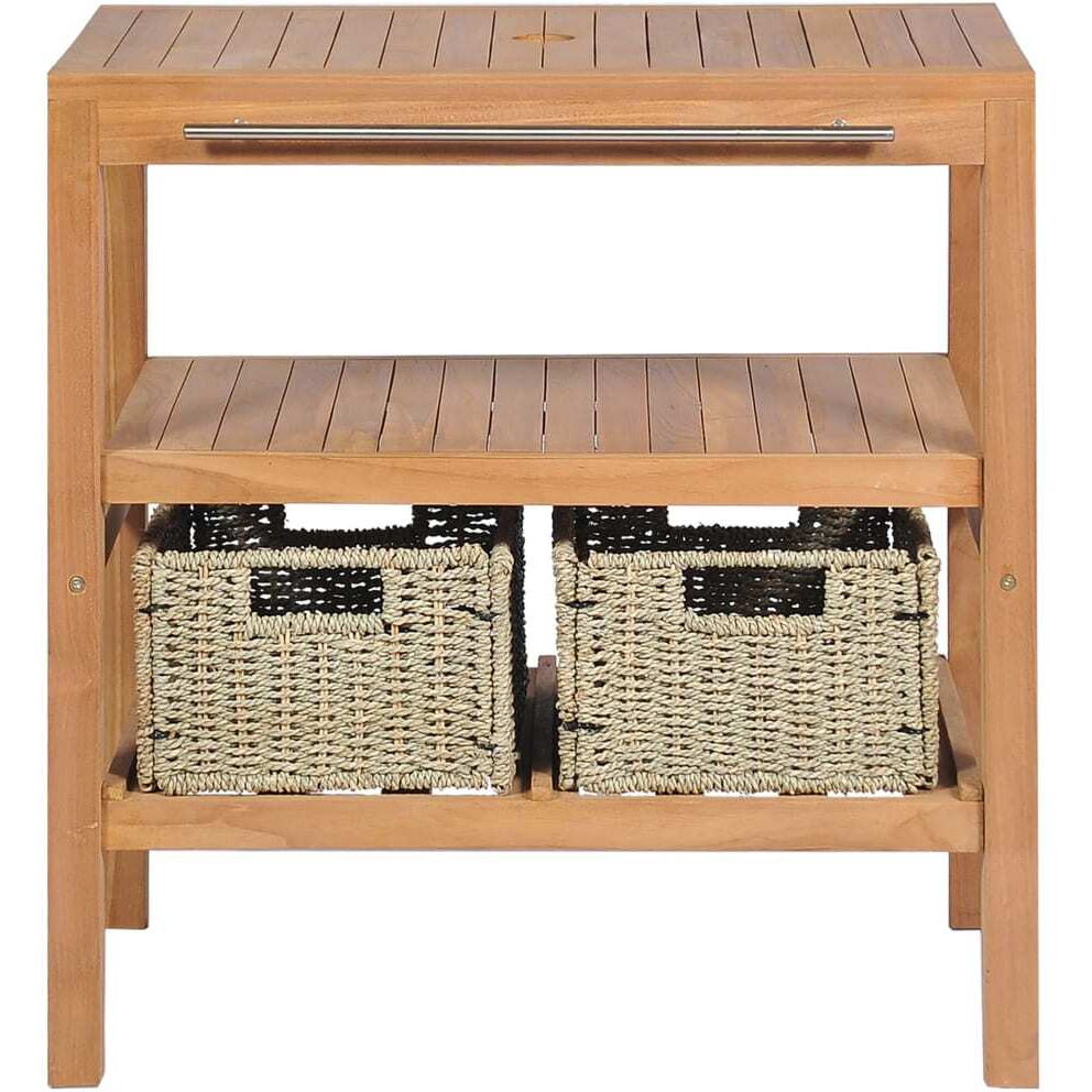 Vidaxl Bathroom Vanity Cabinet With 2 Baskets Solid Teak 29.1"" X 17.7"" X 29.5""