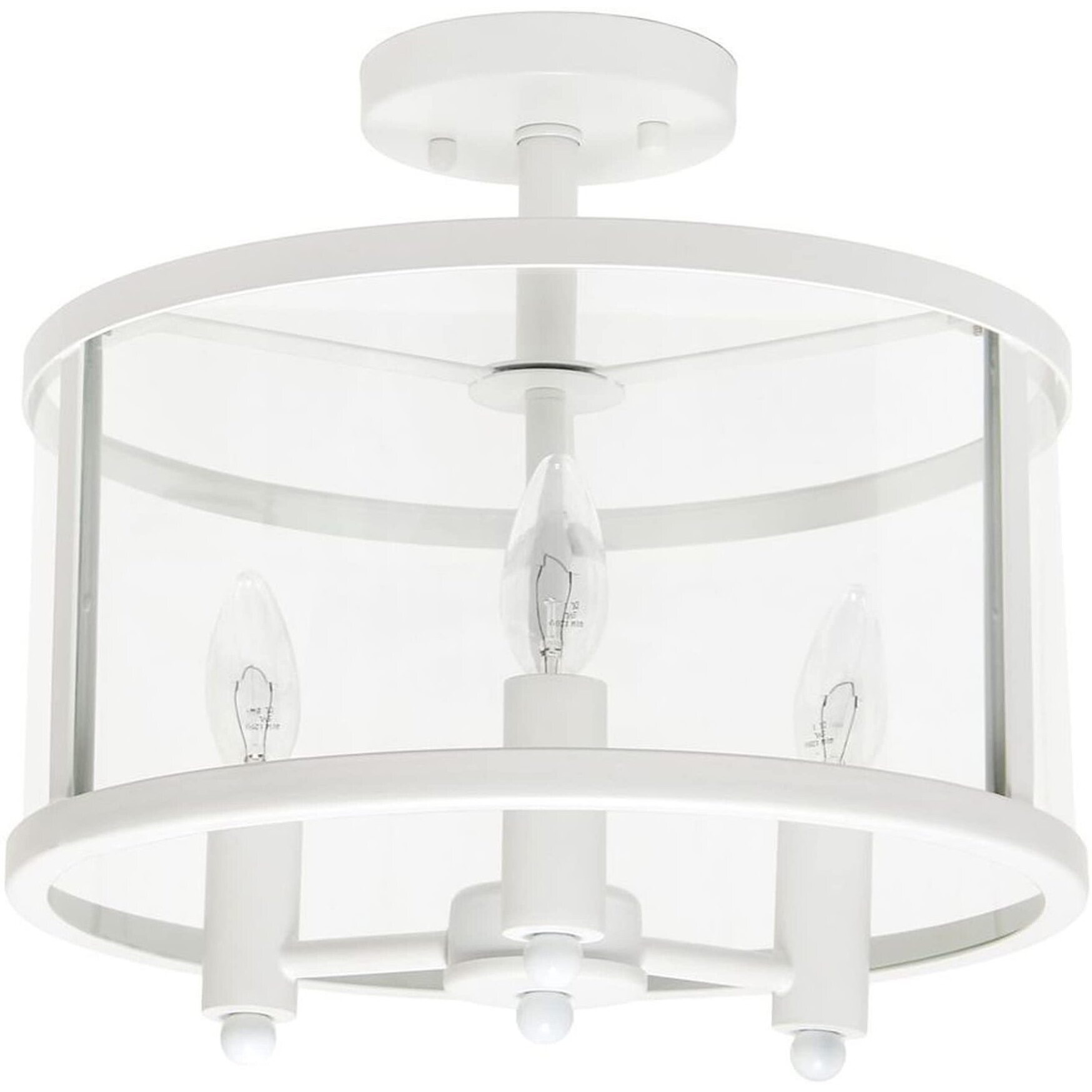 3-Light 13"&quotGlass And Metallic Accented Semi-Flushmountmatte