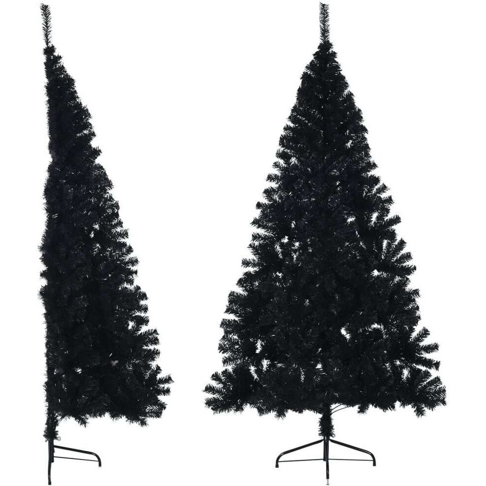 Vidaxl Artificial Half Christmas Tree With Stand Black 8 Ft Pvc