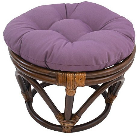 18-Inch Round Solid Twill Tufted Footstool Cushion