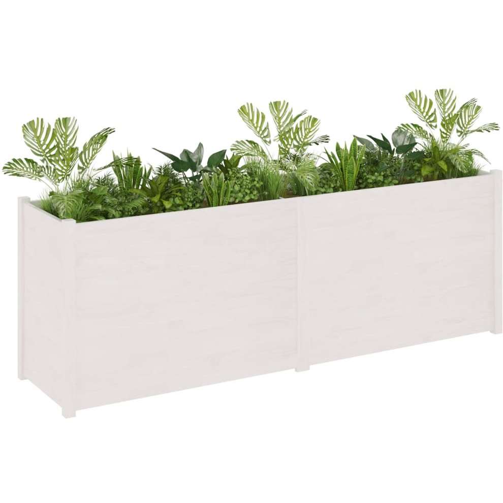 Vidaxl Garden Planter White 78.7"&quotX19.7"&quotX27.6"" Solid Wood Pine