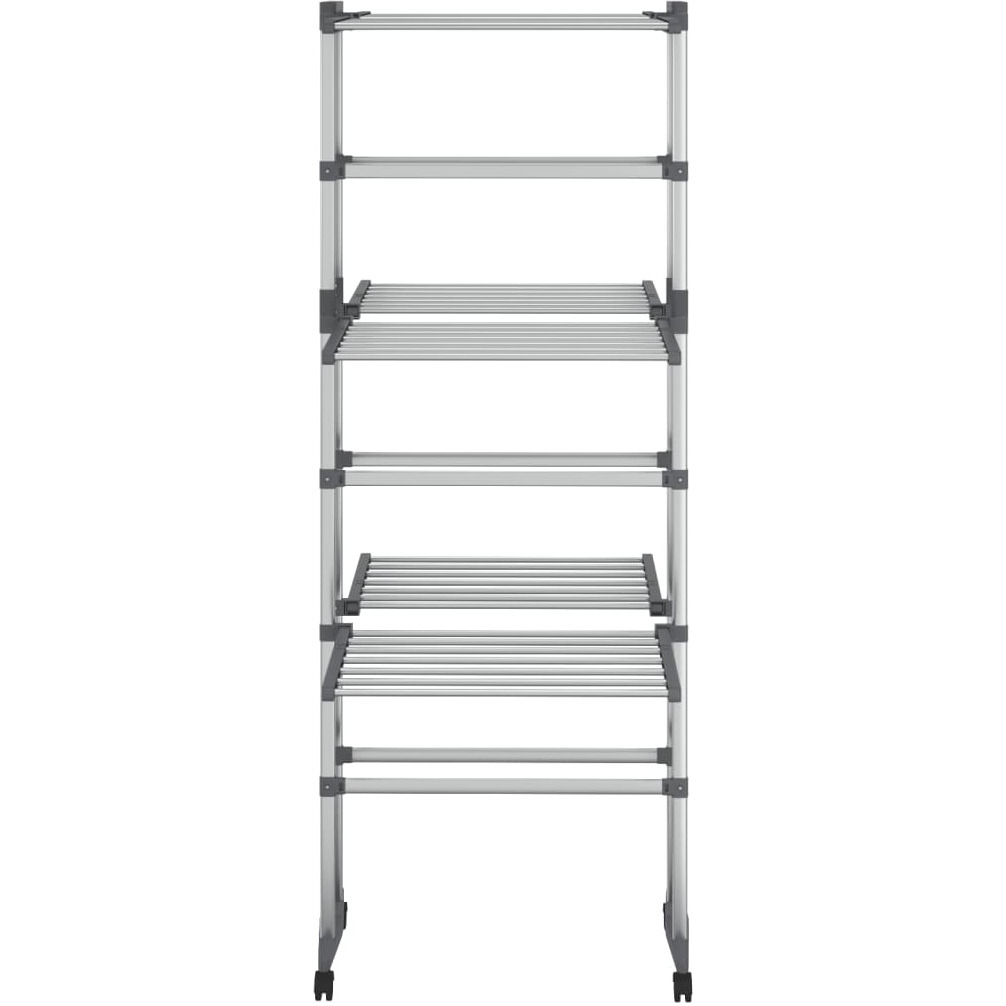 Vidaxl 3-Tier Laundry Drying Rack With Wheels Silver 23.6"&quotX27.6"&quotX50.8""