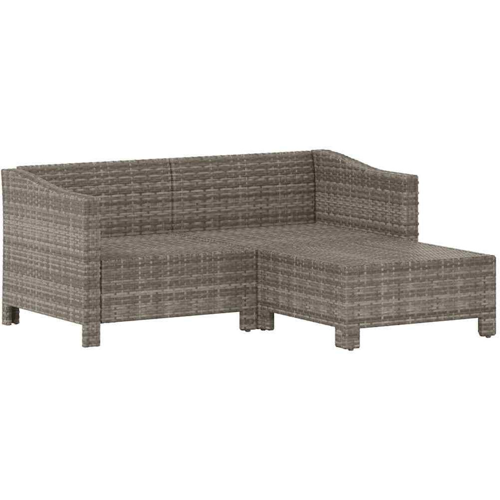 Vidaxl 3 Piece Patio Lounge Set With Cushions Gray Poly Rattan