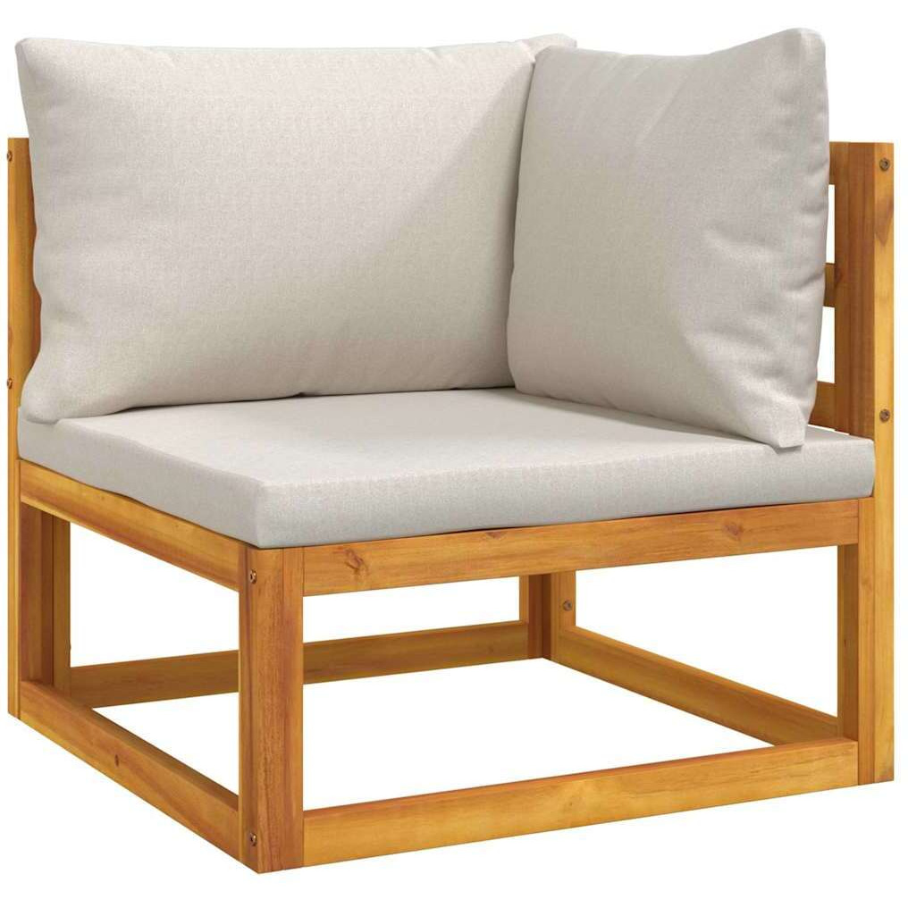 Vidaxl Sectional Corner Sofa With Light Gray Cushions Solid Wood Acacia