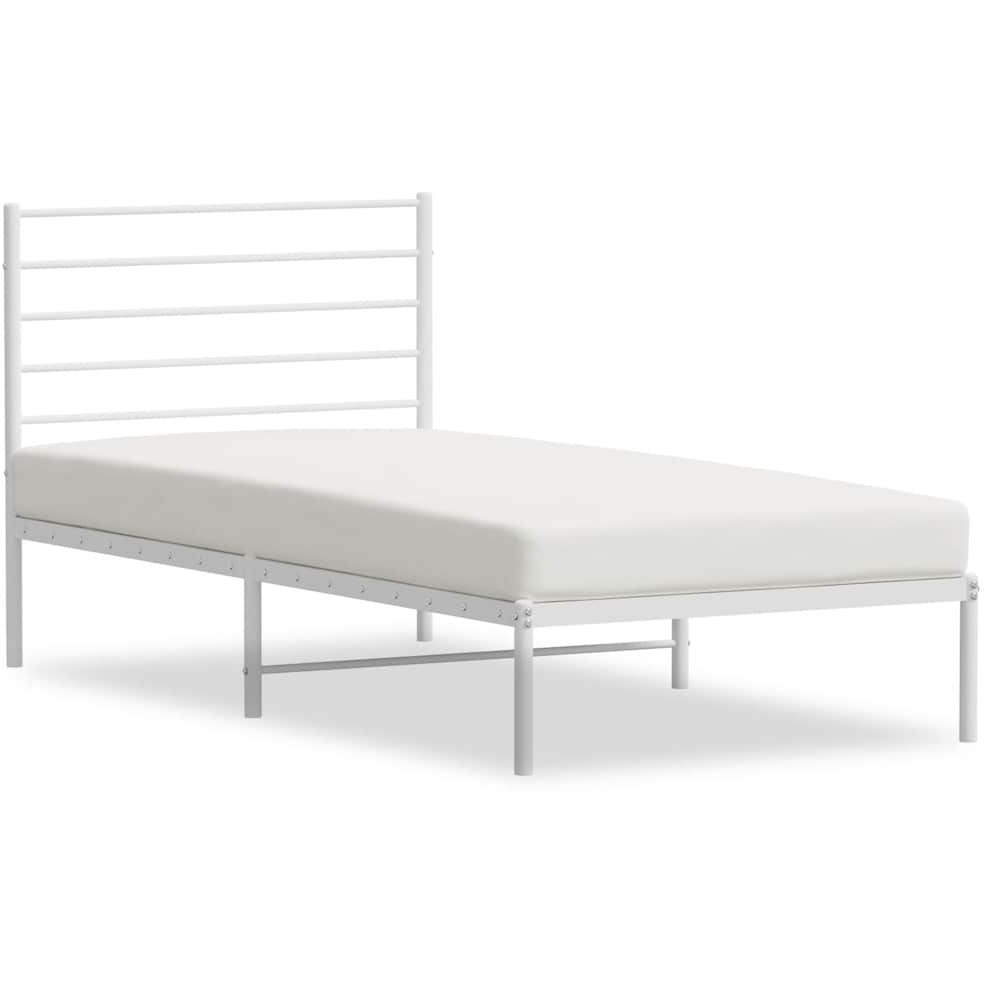 Vidaxl Metal Bed Frame With Headboard White 39.4"&quotX78.7""