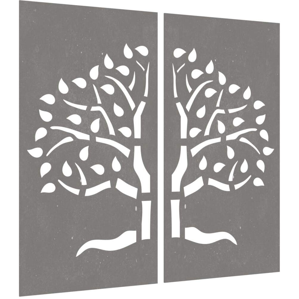 Vidaxl Patio Wall Decorations 2 Pcs 41.3"&quotX21.7"" Corten Steel Tree Design