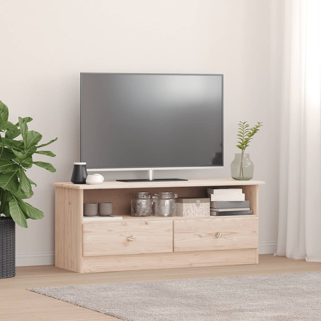 Vidaxl Tv Stand With Drawers Alta 39.4"&quotX13.8"&quotX16.1"" Solid Wood Pine