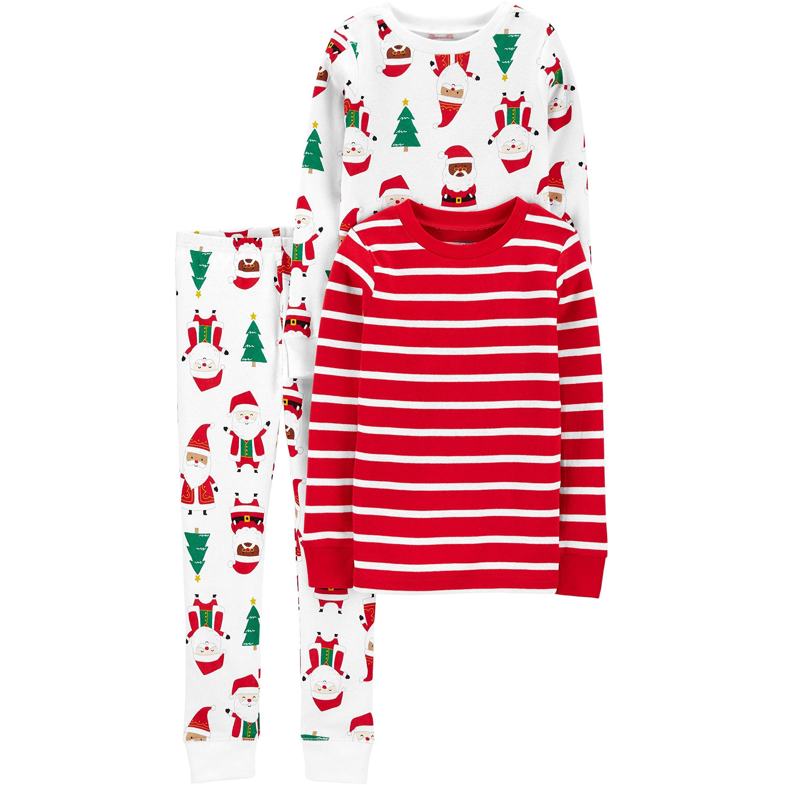 Simple Joys By Carter's Unisex Kids' 3-Piece Snug-Fit Cotton Christmas Pajama Set, Santa, 5