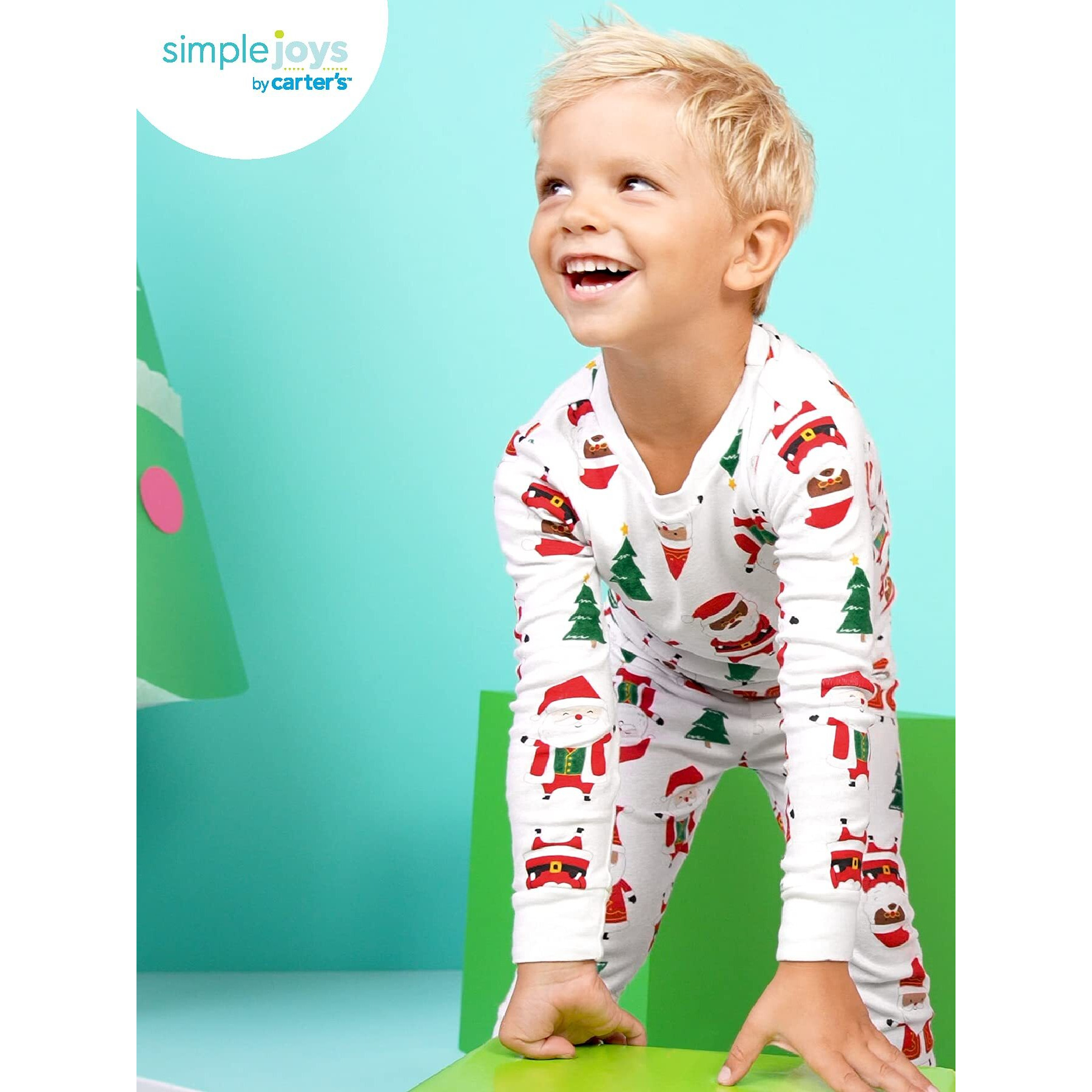 Simple Joys By Carter's Unisex Kids' 3-Piece Snug-Fit Cotton Christmas Pajama Set, Santa, 5
