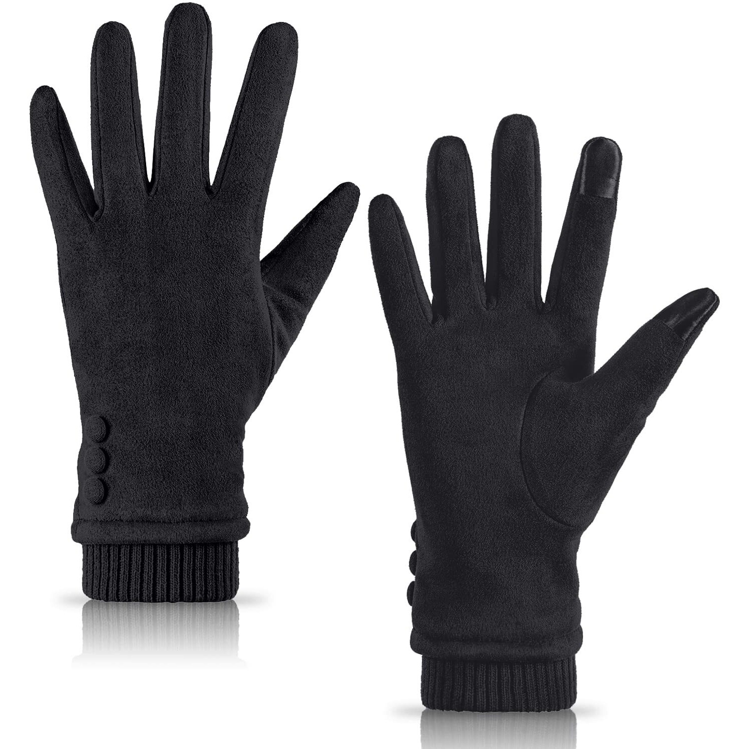Dsane Womens Gloves Winter Touch Screen Texting Phone Windproof Gloves For Women Fleece Lined Thick Warm Gloves Black