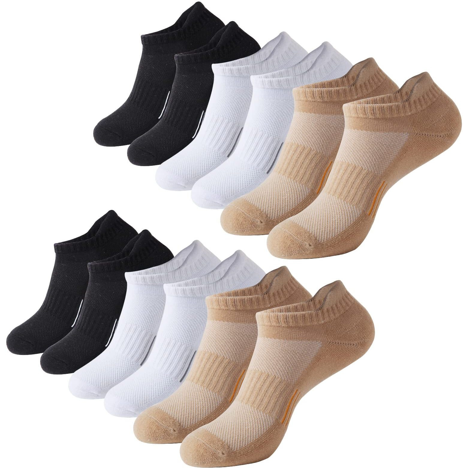 Budermmy Running Ankle Socks For Women Athletic Cotton Cushioned 5-6 Pairs Workout No Show Socks Women (6-8, 3 Color)