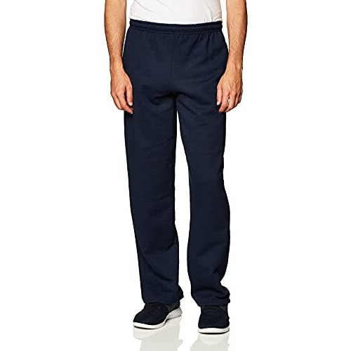 Gildan Adult Fleece Open Bottom Sweatpants With Pockets, Style G18300, Navy, Large Us