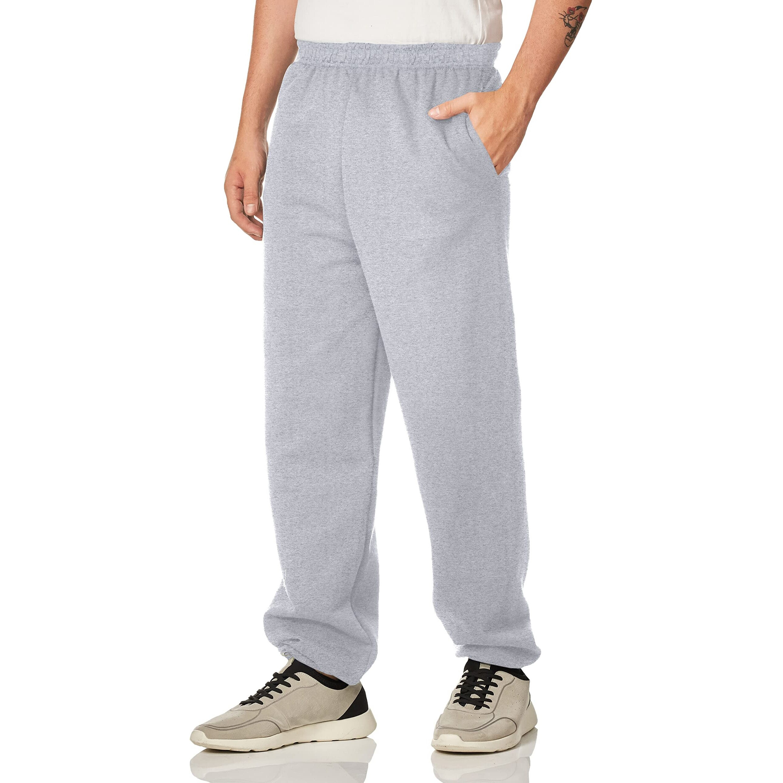 Gildan Men's Fleece Elastic Bottom Sweatpants With Pockets, Style G18100, Sport Grey, Large