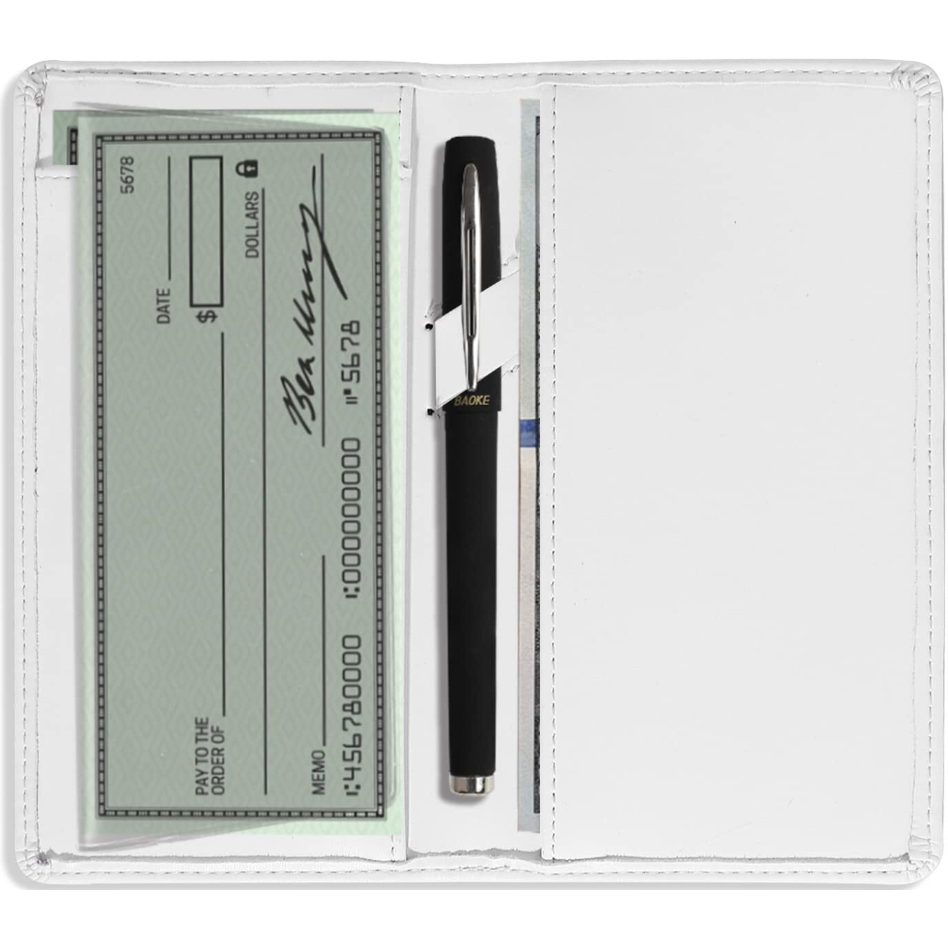 Sanlykate Leather Checkbook Cover For Men And Women, Rfid Blocking Check Book Case Card Holder With Free Divider, Standard Register Duplicate Checks With Pen Inserts