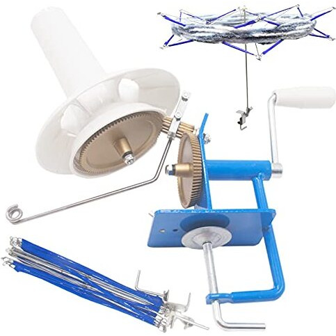 Lamxd Needlecraft Large Jumbo Metal Yarn/Wool/String/Fiber Ball Winder Hand Operated,10-Ounce,With Umbrella Swift Yarn Winder, Hand Operated Ball Winder Holder,For Swift Winding Lines, Laces, Yarns