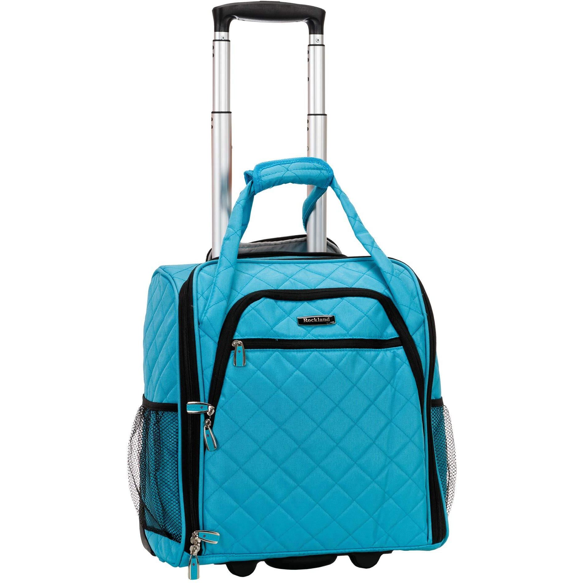 Rockland Melrose Upright Wheeled Underseater Carry-On Luggage, Turquoise, 15-Inch