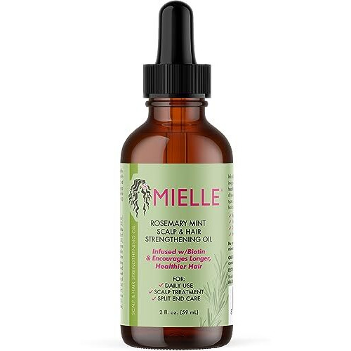 Mielle Organics Rosemary Mint Scalp & Hair Strengthening Oil With Biotin & Essential Oils, Nourishing Treatment For Split Ends And Dry Scalp For All Hair Types, 2-Fluid Ounces