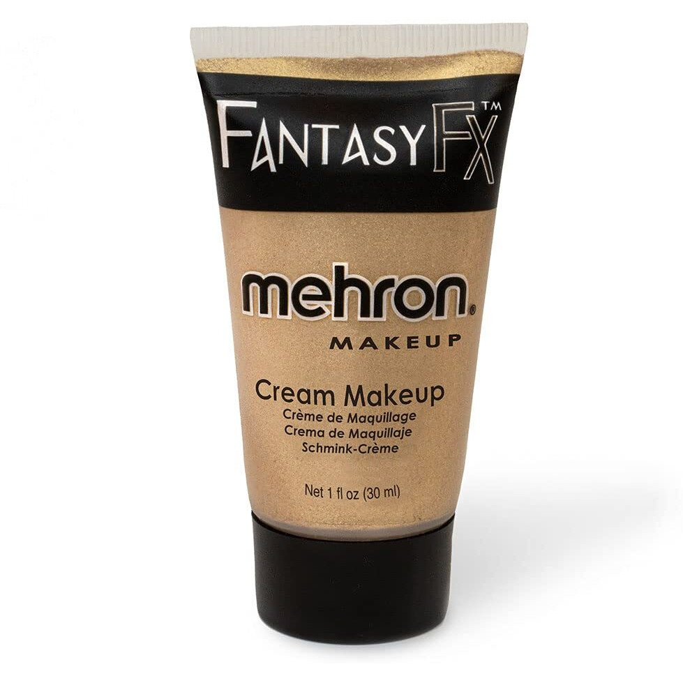 Mehron Makeup Fantasy Fx Cream Makeup  Water Based Halloween Makeup  Gold Face Paint & Body Paint For Adults 1 Fl Oz (30Ml) (Gold)