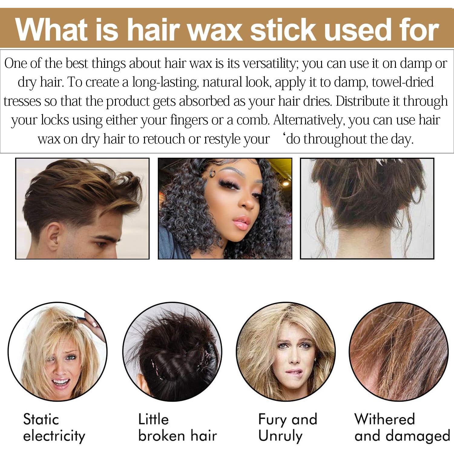 Bestland 2 Pack Hair Wax Stick, Styling Stick For Edge Control, Hair Finishing, And Frizz/Baby Hair Taming -Slick Back Stick For Kids & Women, Tamer For Flyaways, Hair Bun Maker