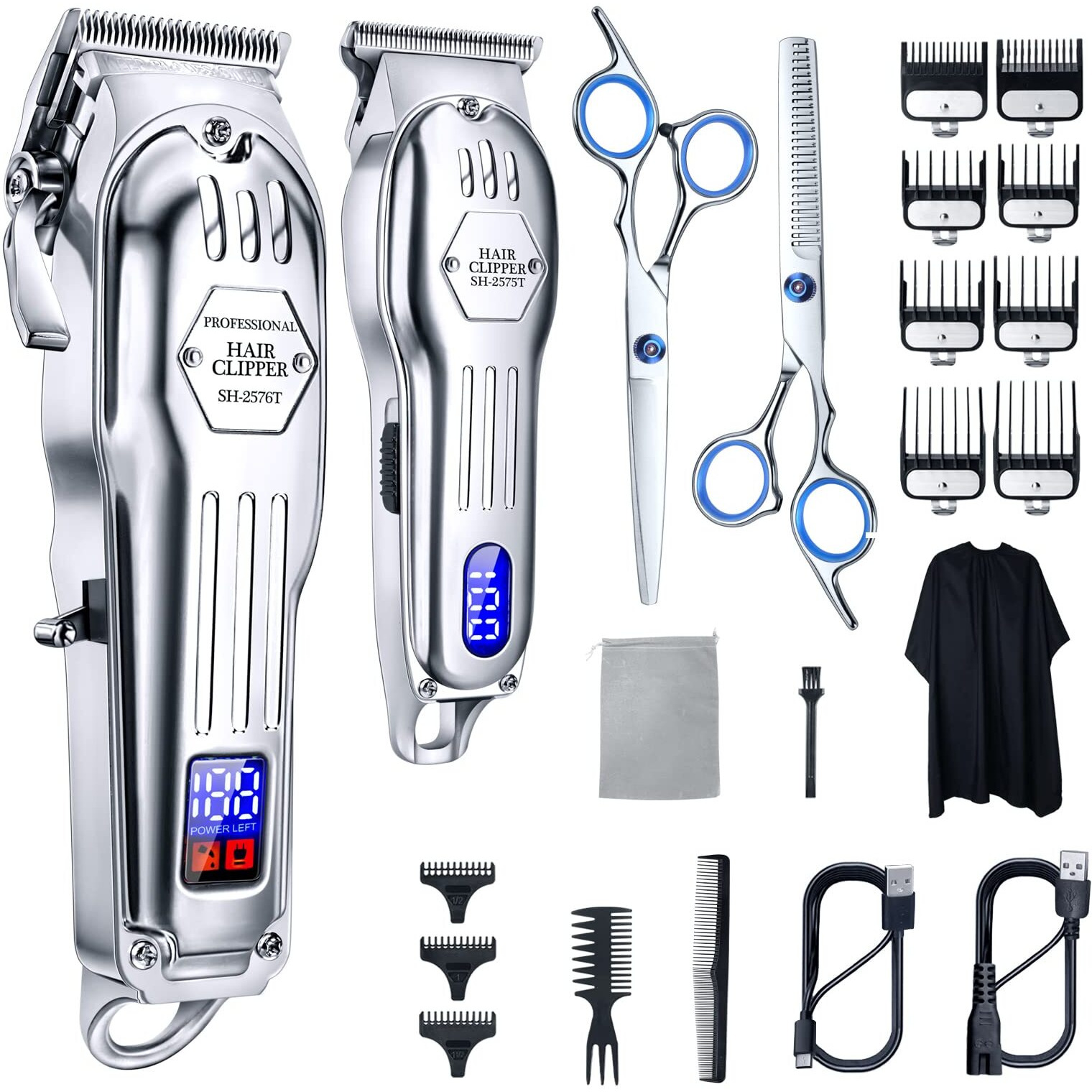 Kikido Hair Clippers Professional Cordless For Men, Barber Clippers For Hair Cutting Kit, Wireless Lcd Display Hair Trimmers Set, Rechargeable Haircut Machine For Family