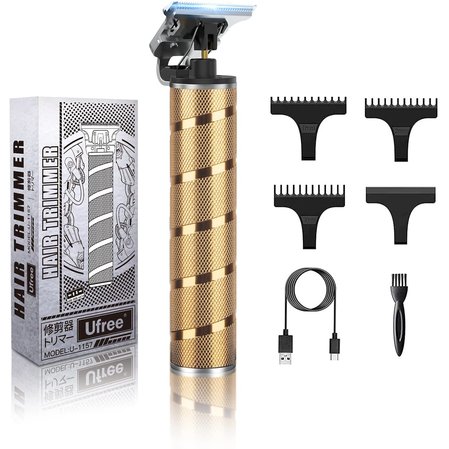 Ufree Hair Trimmer, Beard Trimmer For Men Electric Razor Shavers Cordless Hair Clippers, Zero Gapped T Blade Liners Grooming Hair Cutting Kit, Gifts For Men Husband Father