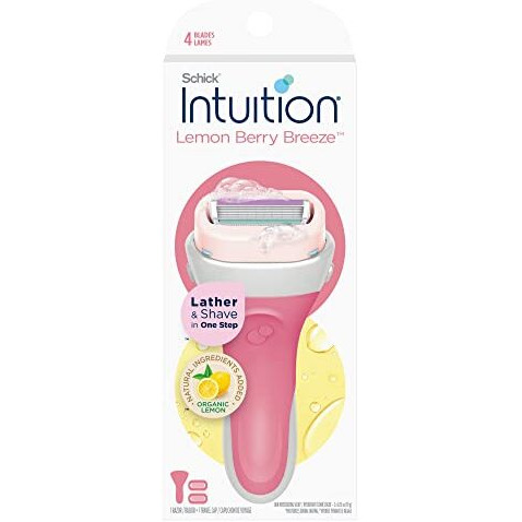 Schick Intuition Lemon Berry Breeze Razors For Women  1 Razor & 2 Intuition Razor Blades Refill With Organic Lemon