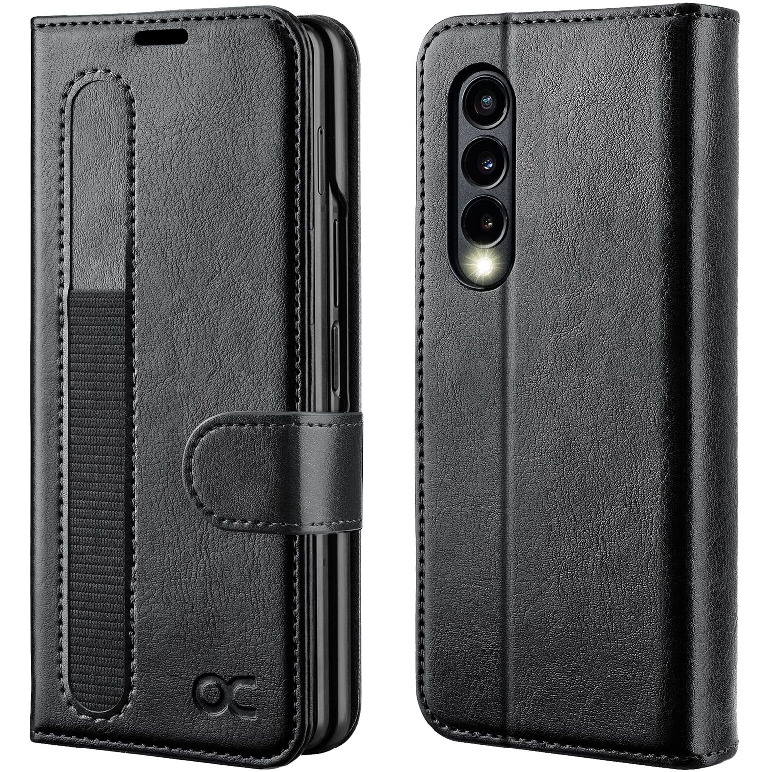 Ocase Compatible With Galaxy Z Fold 3 5G Wallet Case With S Pen Holder, [Updated Version] Pu Leather Flip Folio Case With Card Slots Rfid Blocking Kickstand Phone Cover For Z Fold3 5G (2021) - Black