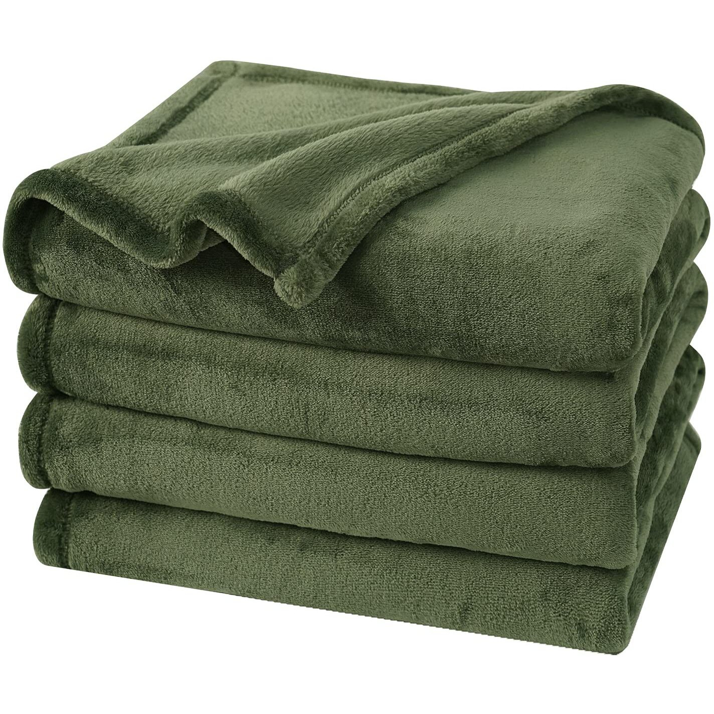 Phf Ultra Soft Fleece Blanket King Size, No Shed No Pilling Luxury Plush Cozy 300Gsm Lightweight Blanket For Bed, Couch, Chair, Sofa Suitable For All Season, 108"" X 90"", Olive Green