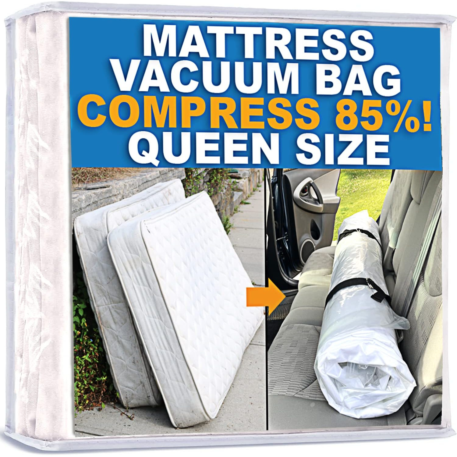 Mattress Vacuum Bag, Sealable Bag For Memory Foam Or Inner Spring Mattresses, Compression And Storage For Moving And Returns, Leakproof Valve And Double Zip Seal (Queen/Full/Full-Xl)