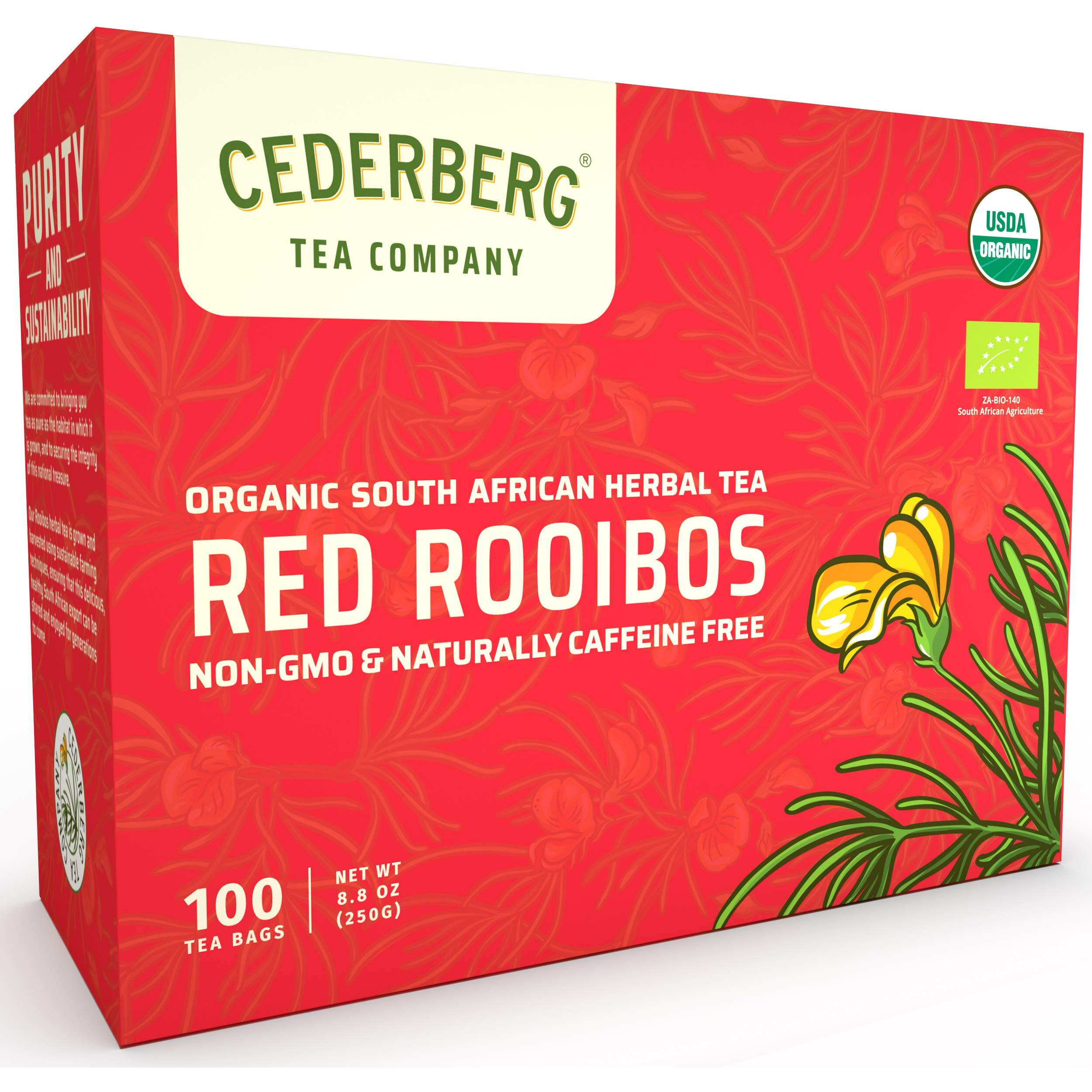 Red Rooibos Tea 100 Teabags Usda Organic - Naturally Caffeine Free - Cederberg Tea Company