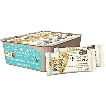 Gomacro Macrobar Organic Vegan Protein Bars - Coconut + Almond Butter + Chocolate Chips (2.3 Ounce Bars, 12 Count)