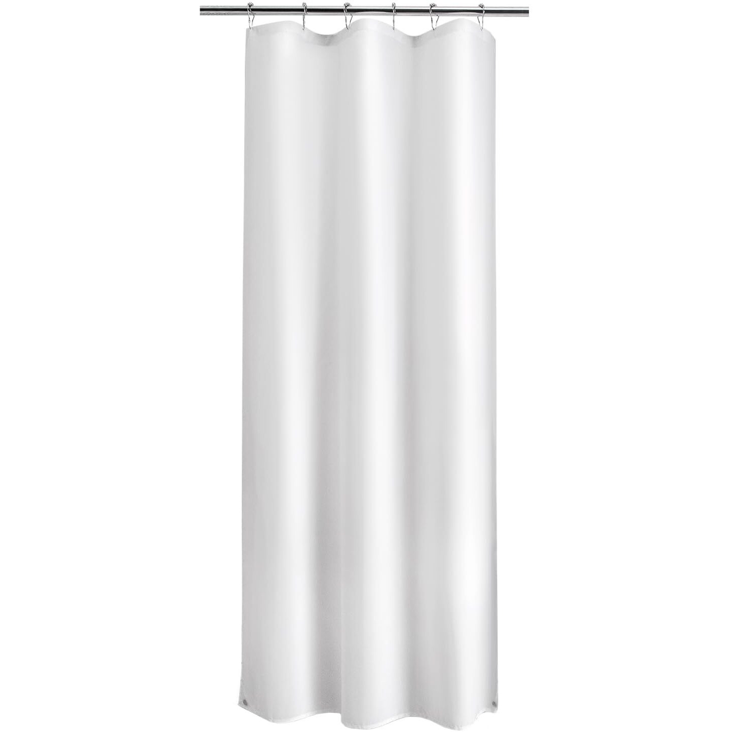 Titanker Small Stall Shower Curtain Liner Washable, 36 X 72 Inches, White Fabric Stall Shower Liner With 2 Magnets, Waterproof Rv Shower Liner Soft Lightweight Polyester, White