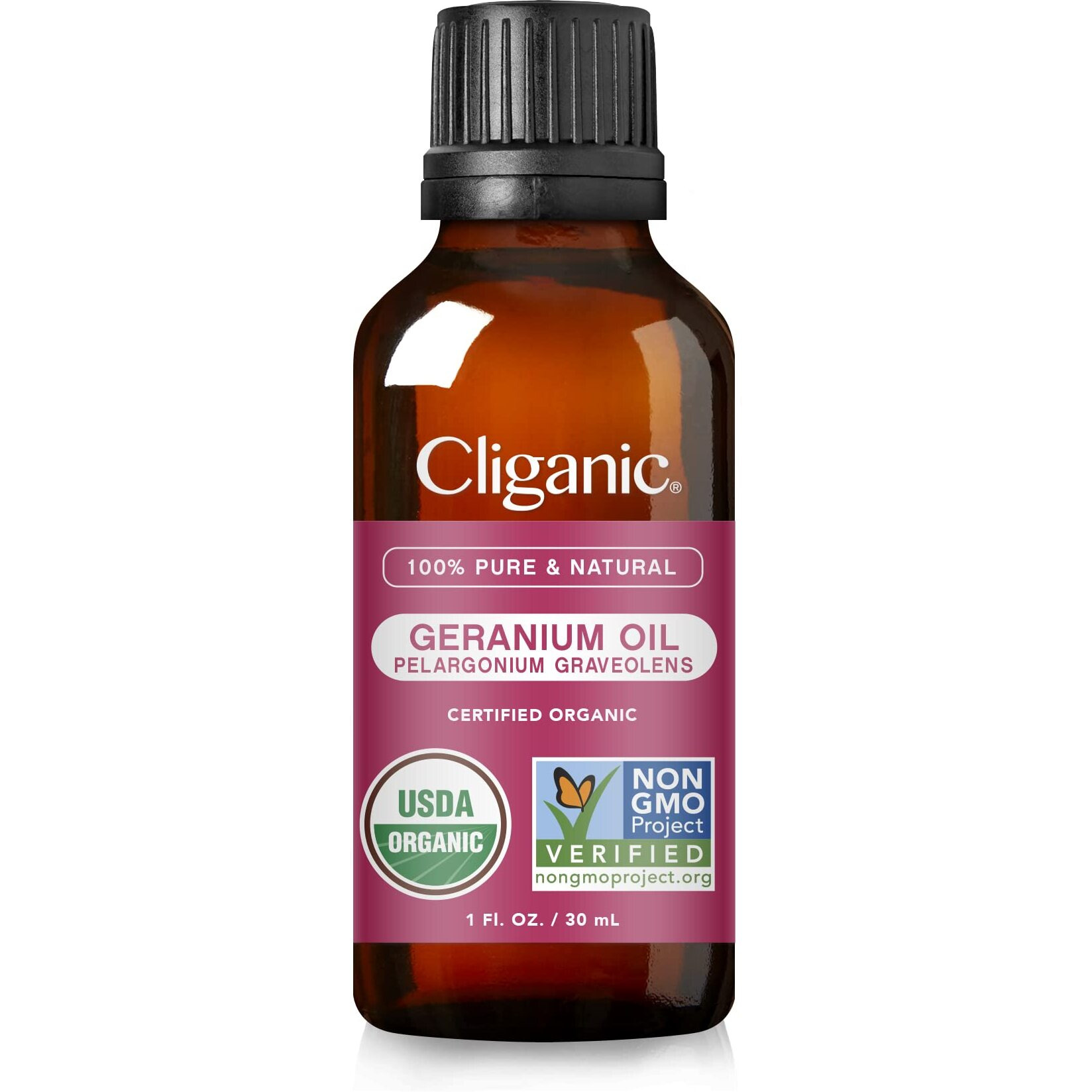 Cliganic Organic Geranium Essential Oil, 100% Pure Natural For Aromatherapy  Non-Gmo Verified