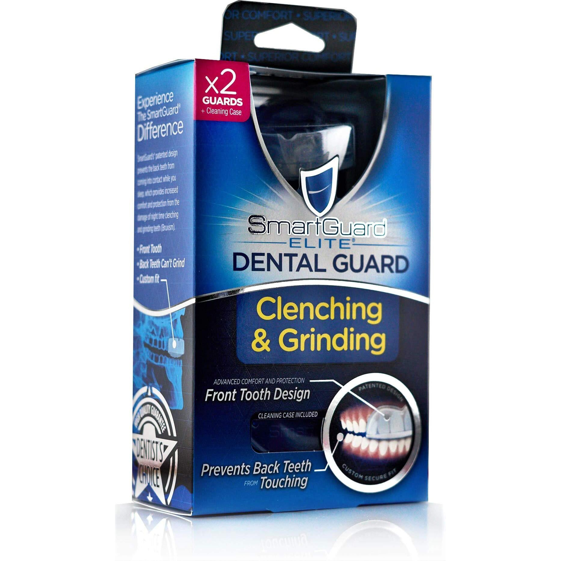 Dental Guard Smartguard Elite (2 Guards 1 Travel Case) Front Tooth Custom Anti Teeth Grinding Night Guard For Clenching - Dentist Designed - Bruxing Splint Mouth Protector For Relief Of Symptoms