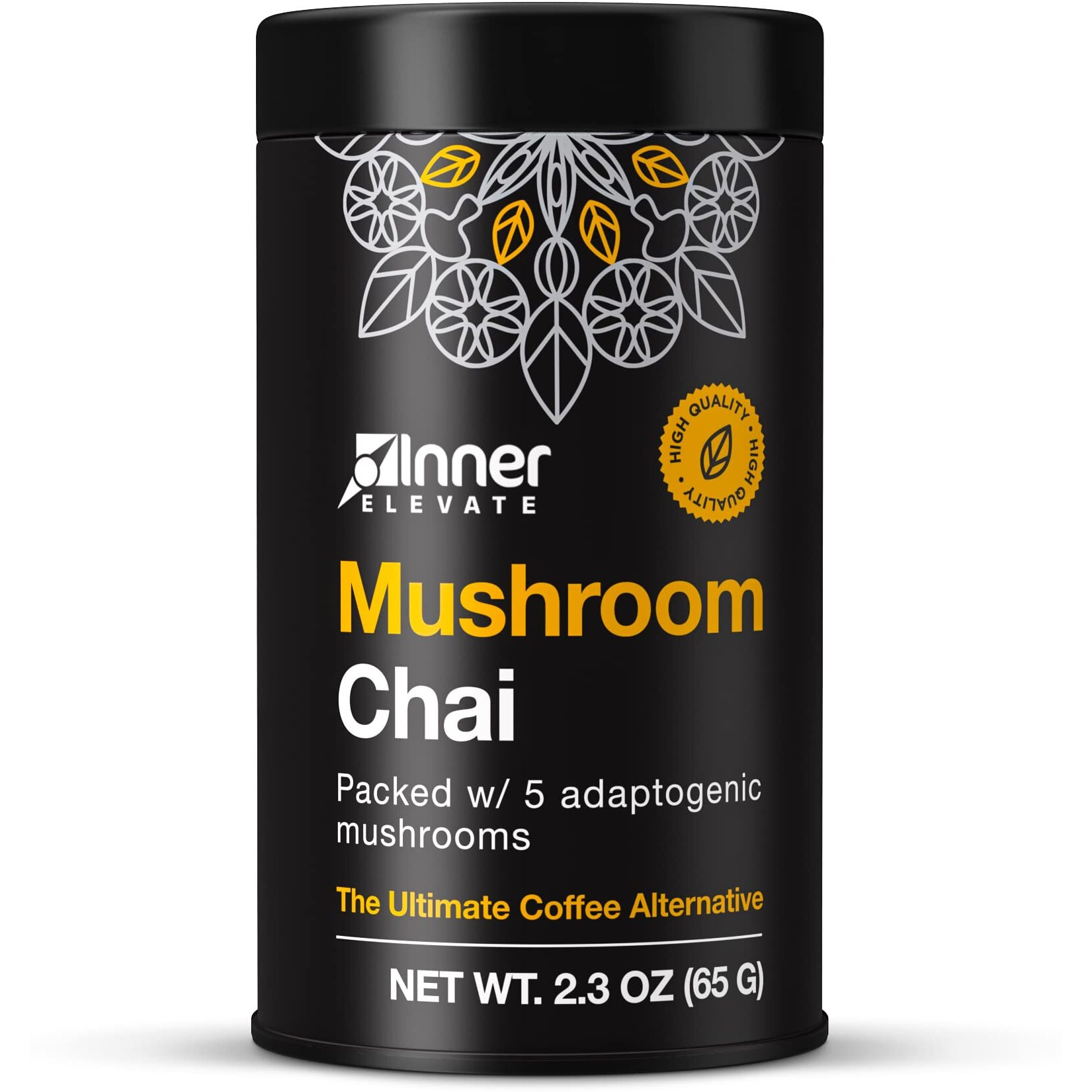 Inner Elevate Mushroom Chai - Ultimate Coffee Alternative - Adaptogenic Mushroom Tea Drink With Lion's Mane, Cordyceps, Chaga, Reishi, Turkey Tail (30 Servings)