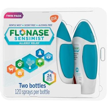 Flonase Sensimist Allergy Relief Spray Non Drowsy Allergy Medicine, Gentle Mist - 120 Sprays (Pack Of 2)