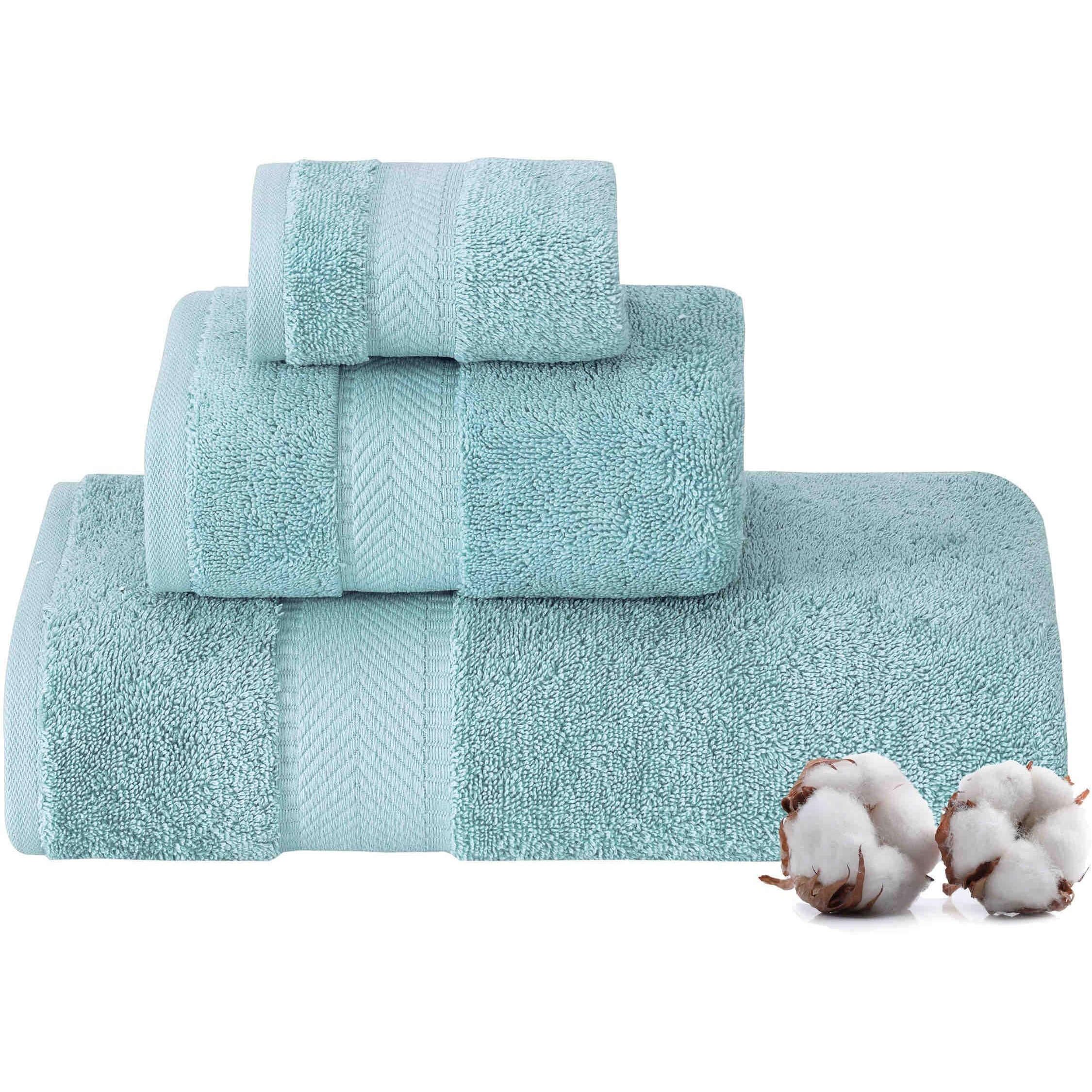 Textilom 100% Turkish Cotton 3 Pcs Bath Towel Set, Luxury Bath Towels For Bathroom, Soft & Absorbent Bathroom Towels Set (1 Bath Towel, 1 Hand Towel, 1 Washcloth)- Aqua