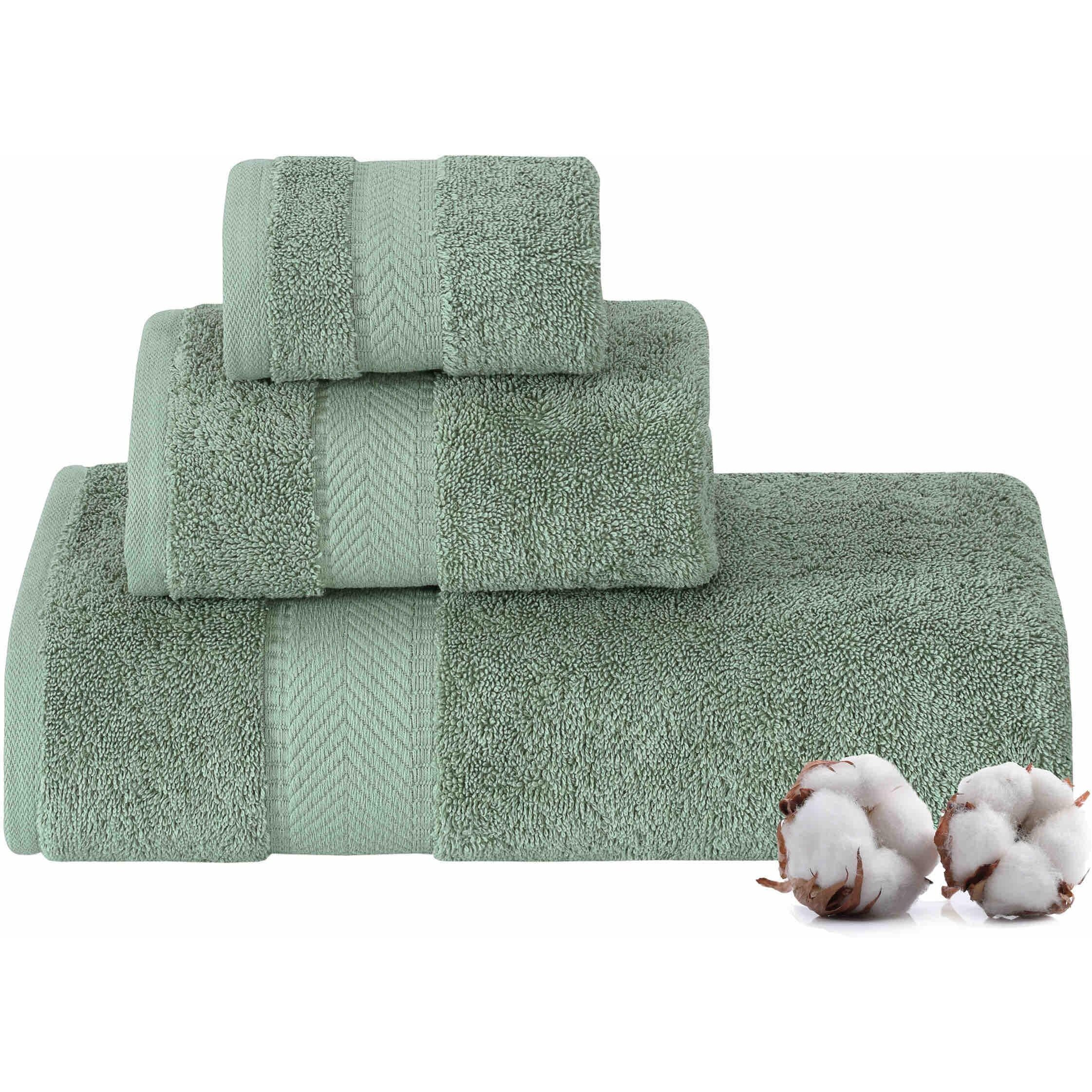 Textilom 100% Turkish Cotton 3 Pcs Bath Towel Set, Luxury Bath Towels For Bathroom, Soft & Absorbent Bathroom Towels Set (1 Bath Towel, 1 Hand Towel, 1 Washcloth)- Green